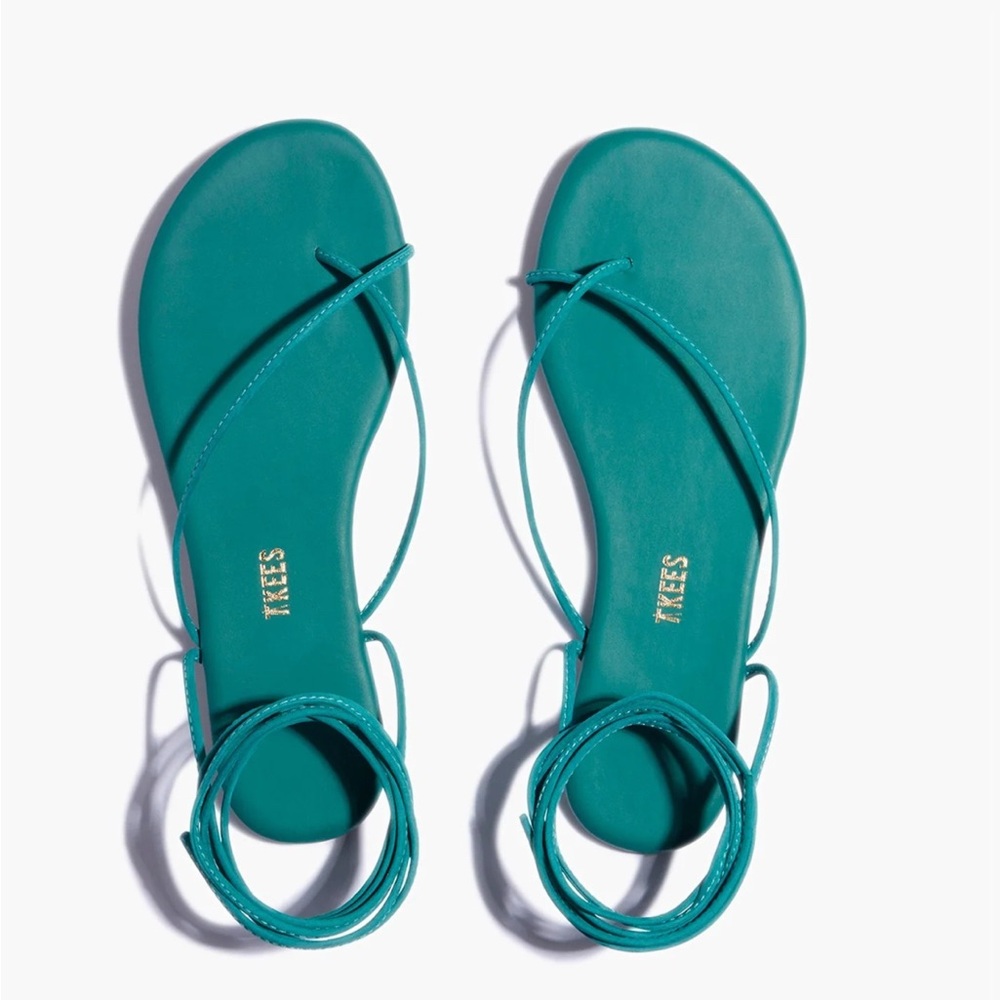 TKEES Roe Strappy Emerald Leather Sandals